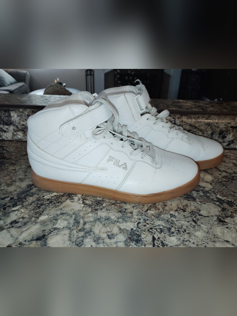 FILA White High-Top Sneakers with Gum Sole